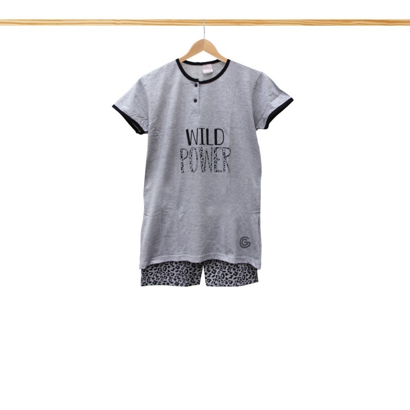 PIGIAMA DONNA G.G CO RTO ANIMALIER G.MELANGE XL