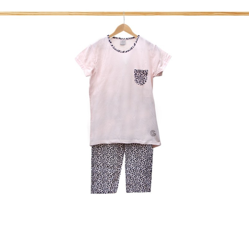 PIGIAMA DONNA PINOCC HIETTO G.G COT.CORTO ANIMALIER ROSA L