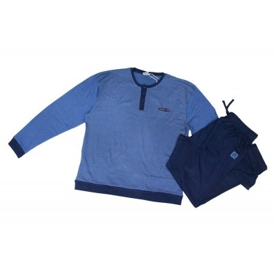 PIGIAMA CALDO COTONE  M.M. UOMO LUNGO CALIBRATO MIS.4XL-NAVY
