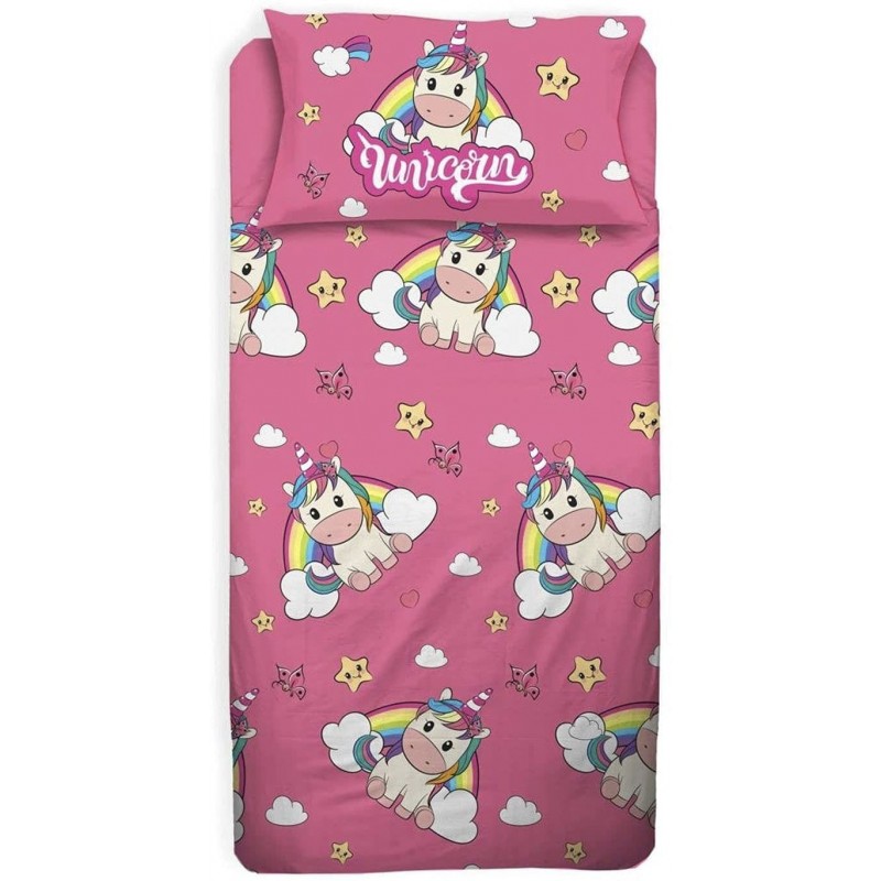 COMPLETO LETTO IN COTONE UNICORNO PER LETTO SINGOLO BAMBINA