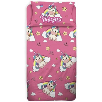 COMPLETO LETTO IN COTONE UNICORNO PER LETTO SINGOLO BAMBINA