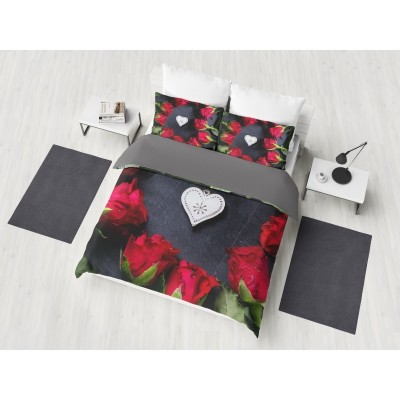 SACCO COPRIPIUMINO+ 2 FEDERE DIG.M.M.2P DIS.166-ROSE ROSSE