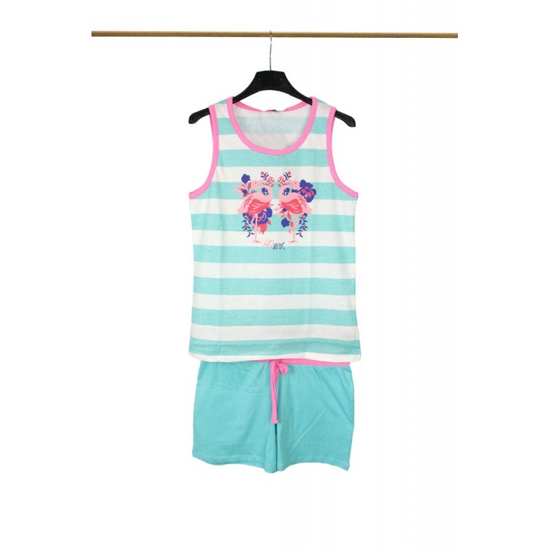 PIGIAMA CORTO COTONE DONNA  HD ACQUA MARINA M
