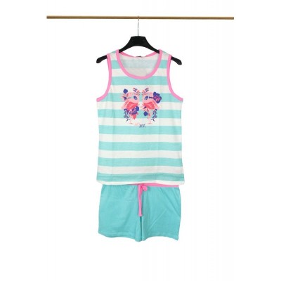 PIGIAMA CORTO COTONE DONNA  HD ACQUA MARINA M