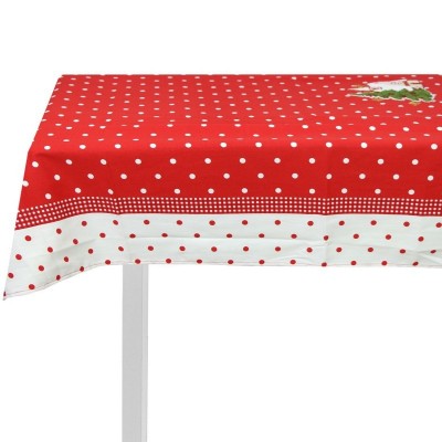 TOVAGLIA NATAL VINGI  RICAMATA X12 ART MARILENA ROSSO 140x240