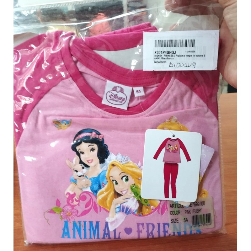 PIGIAMA LUNGO BAMBINA IN COTONE DISNEY PRINCESS FUCSIA