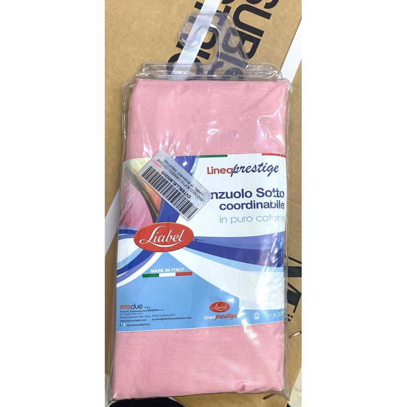 LENZUOLO SOTTO C/ANGOLI COTONE SINGOLO LIABEL 1 POSTO ROSA ANT. PRESTIGE