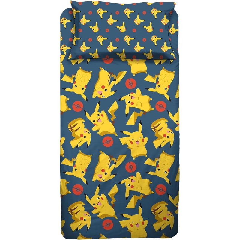 COMPLETO LETTO IN COTONE POKEMON PER LETTO SINGOLO BAMBINO