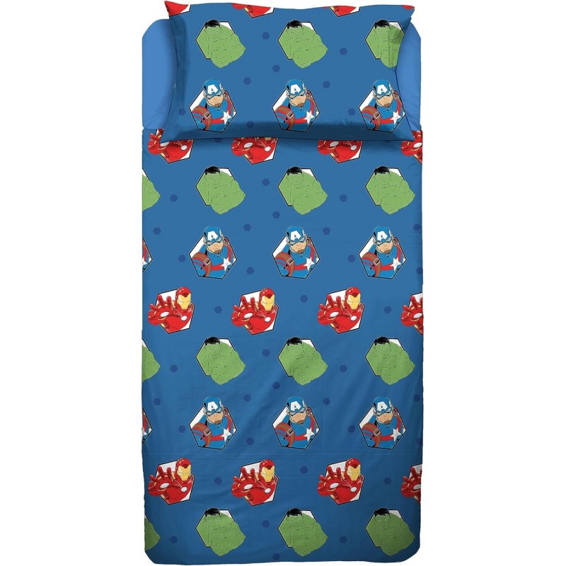 COMPLETO LETTO BAMBINO IN COTONE AVENGERS PER LETTO SINGOLO