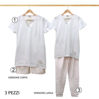 PIGIAMA DONNA TRIS G . G COT.CORTO ILARIA BIANCO L